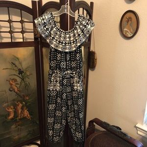 Girls Black and White Jumpsuit